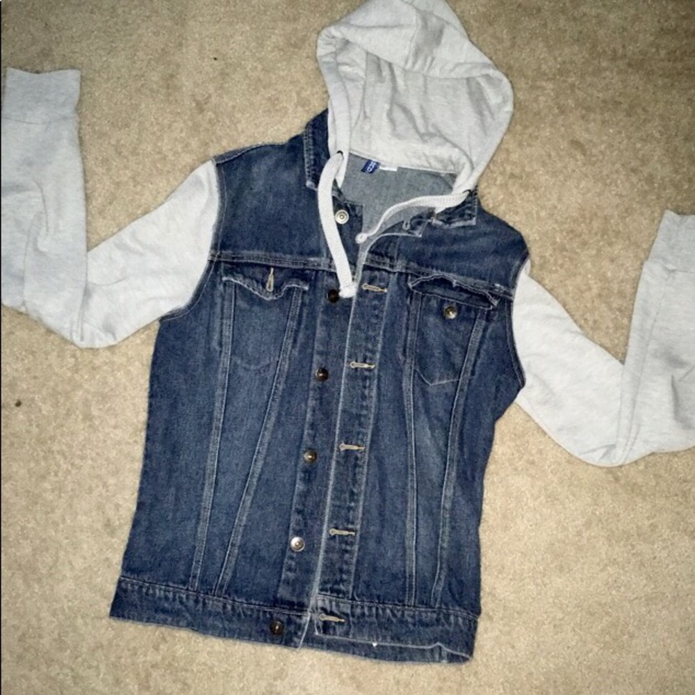 H&M size small, hooded jean jacket